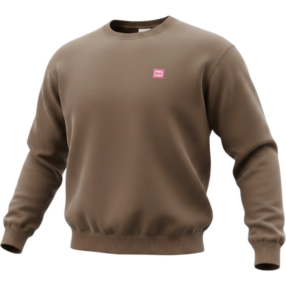 Dunkin Donuts Brown Crewneck Sweatshirt Embroidered DD Logo Mens Medium Pullover